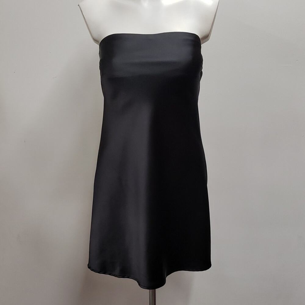 Wild Fable Strapless Satin Mini Black Dress Women's Size XS
